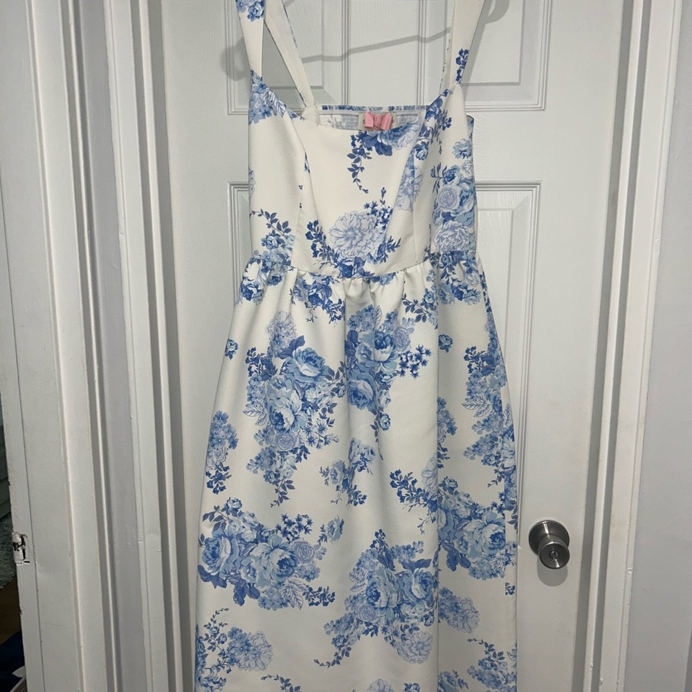 Sachin + Babi Blue and White Taffeta Dress - Chinoiserie - Picture 2 of 4